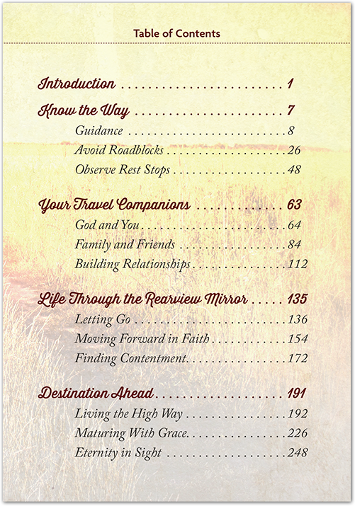 Moments With God on Route 66 Table of Contents
